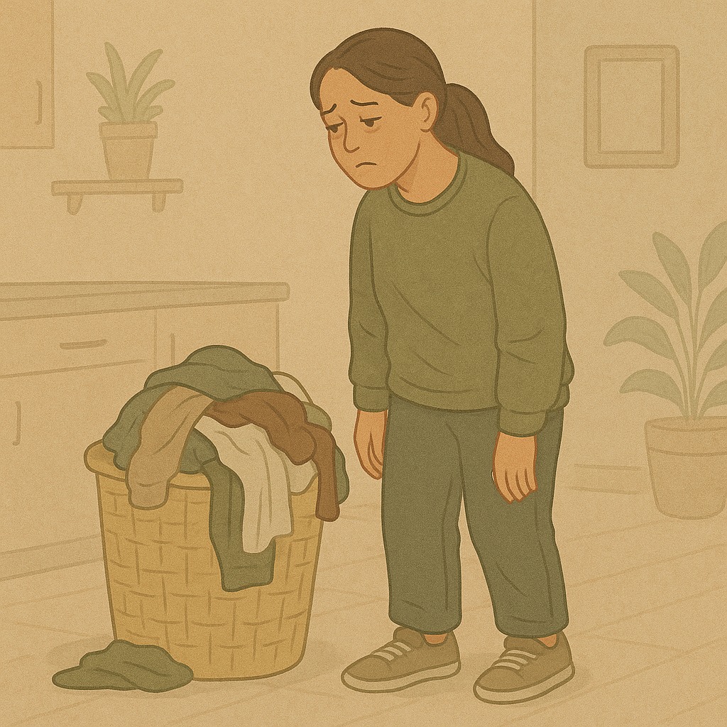 Erschöpfte Person im Haushalt – Autopilot